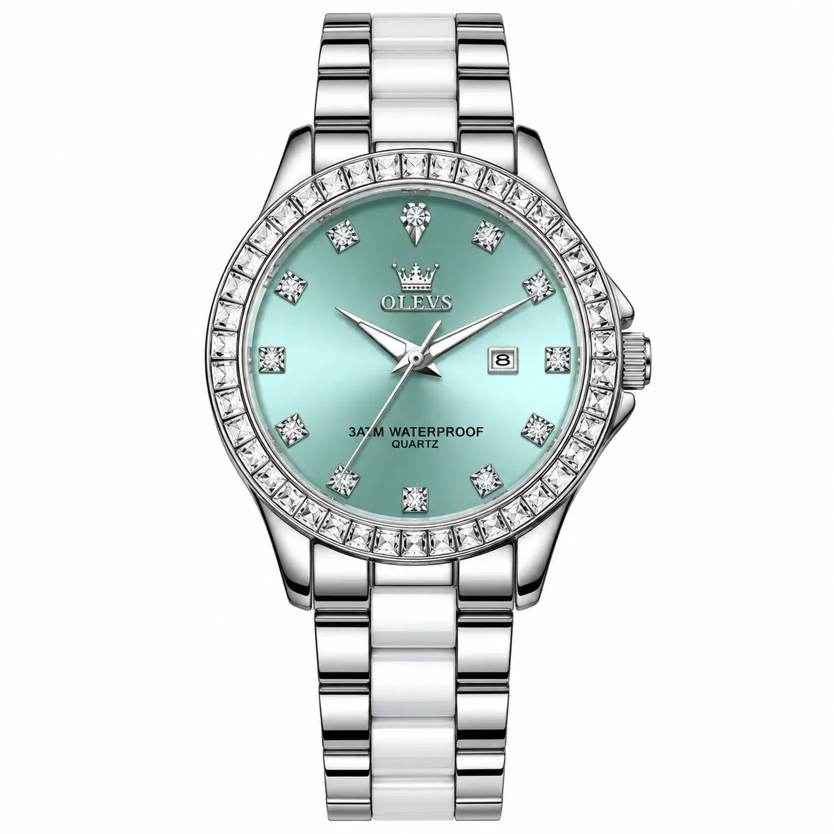 Women’s Ceramic Quartz Watch in Silver Blue
