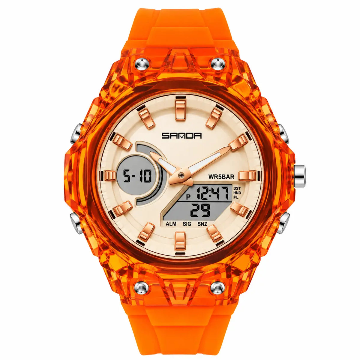 Analog-Digital Sports Watch in Orange