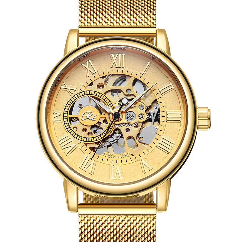 Mechanical Hand Wind Watch for Men Top Brand Luxury Fashion Skeleton Mesh Strap Wristwatch Male Clock Montre Homme Drop Shipping Inspirational Watches