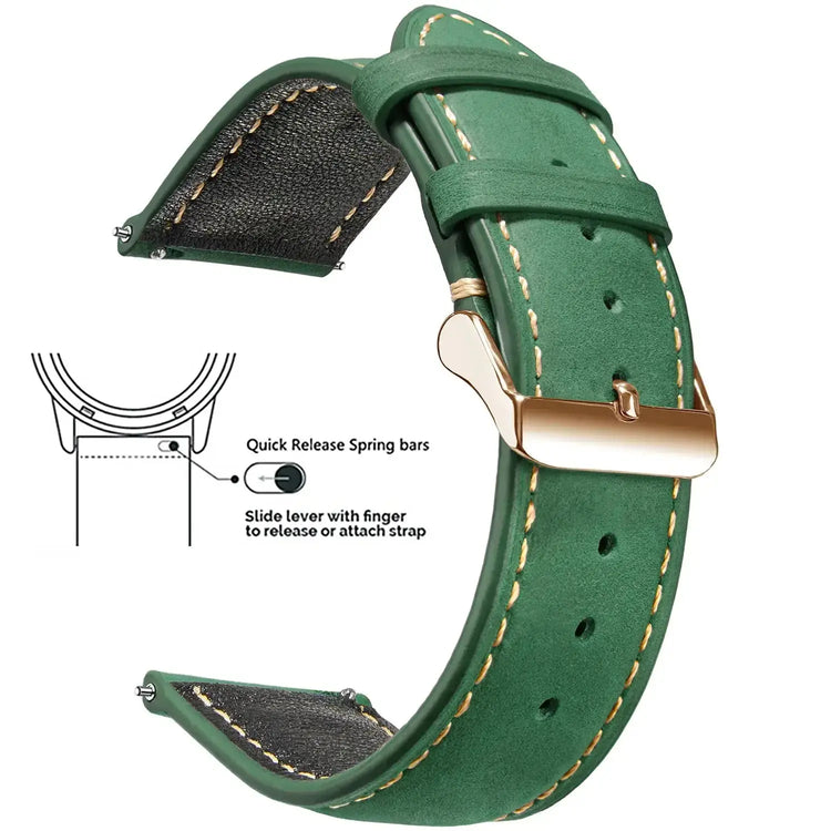 Vintage Quick-Release Genuine Leather Watch Strap