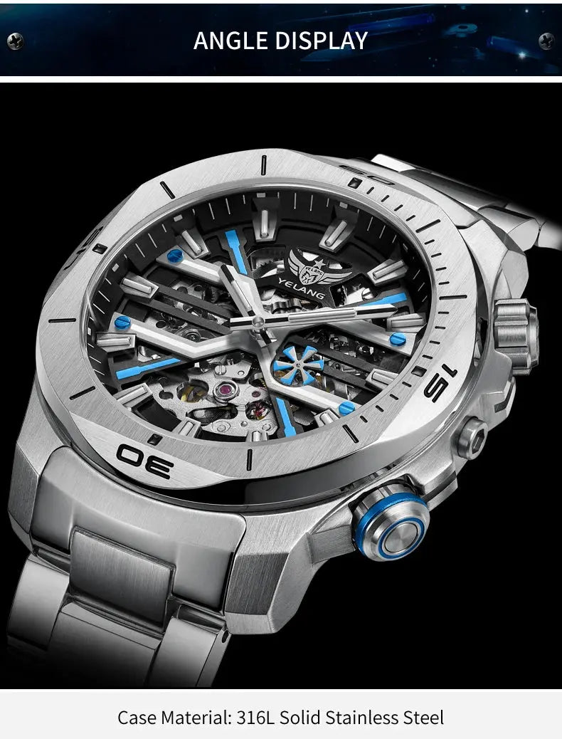 Yelang Men Dress Watch 44mm Vintage Dial Retro Business Luxury Sapphire Japan 8N40 Automatic Mechanical Waterproof 30Bar Reloj Inspirational Watches