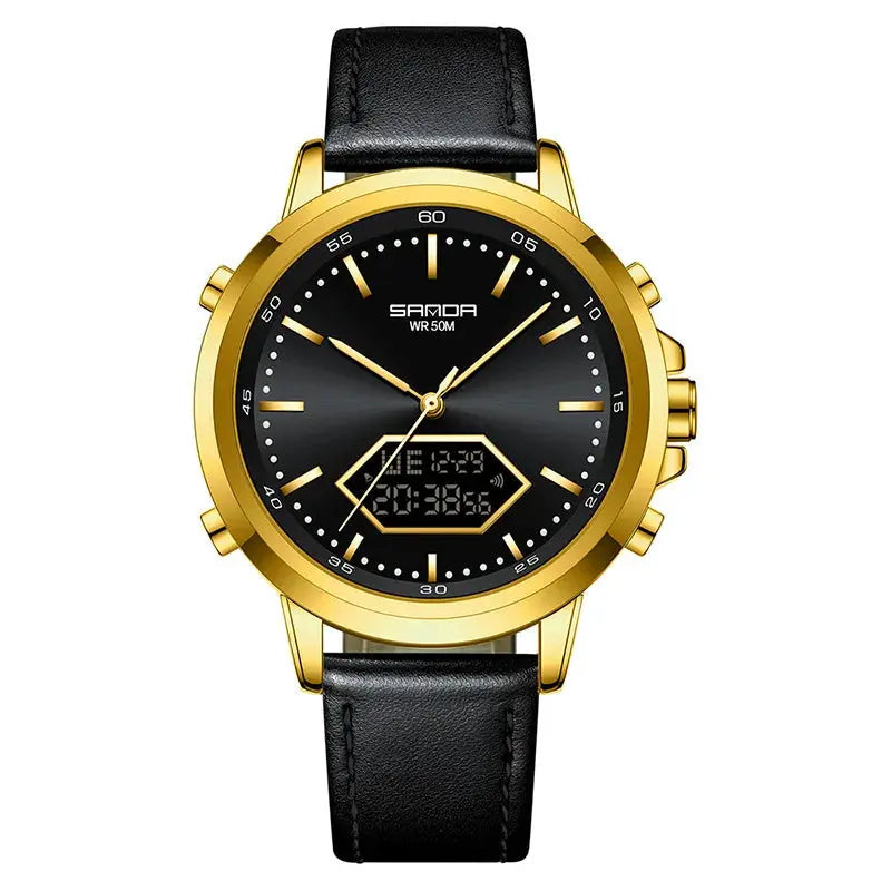 Dual Display Multi functional Night Light Waterproof Business Sports Watch Inspirational Watches