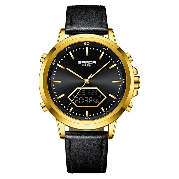 Dual Display Multi functional Night Light Waterproof Business Sports Watch Inspirational Watches