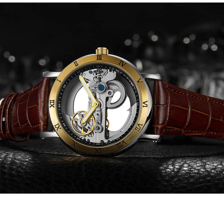 Mechanical Wristwatches Watches for Man Watches Golden Bridge Skeleton Automatic Mechanical Mens Watch reloj hombre montre homme Inspirational Watches