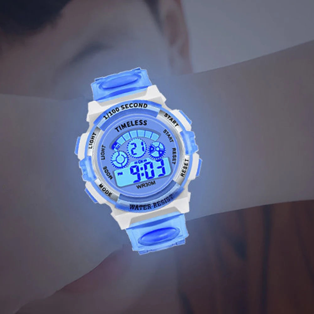 Multifunctional Kids Electronic Watch Color Luminous Dial Life Waterproof Inspirational Watches