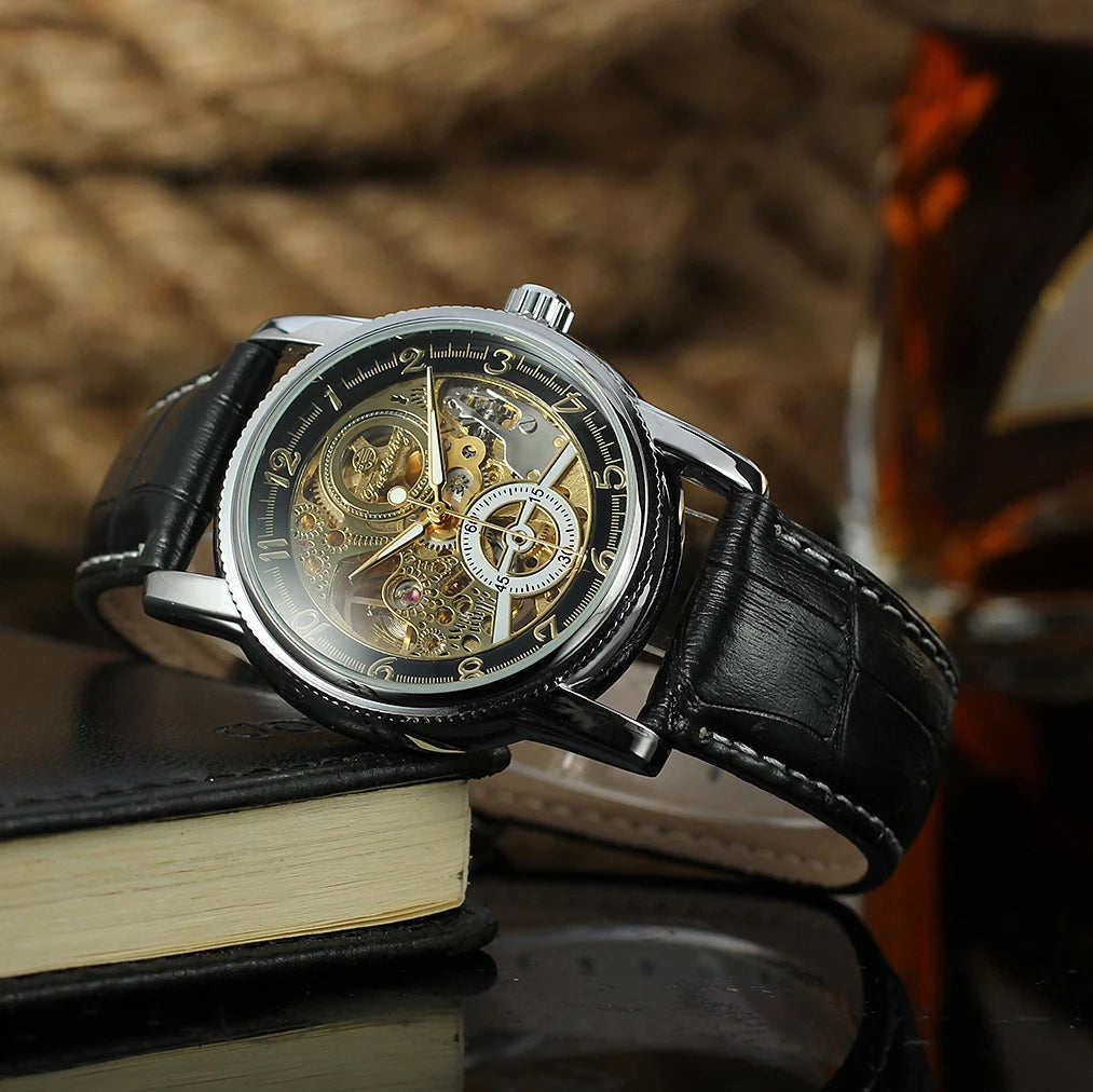 2026 Designer Luxury FORSINING Classic Mechanical Skeleton Man Watches Automatic Movement  Clock Waterproof Leather Wristwatch Inspirational Watches