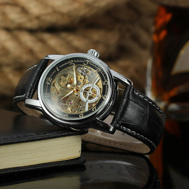 2026 Designer Luxury FORSINING Classic Mechanical Skeleton Man Watches Automatic Movement  Clock Waterproof Leather Wristwatch Inspirational Watches