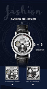 Automatic Mechanical Skeleton Watch Leather Strap Inspirational Watches