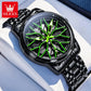 Spinning skeleton luminous stainless steel Watch Inspirational Watches