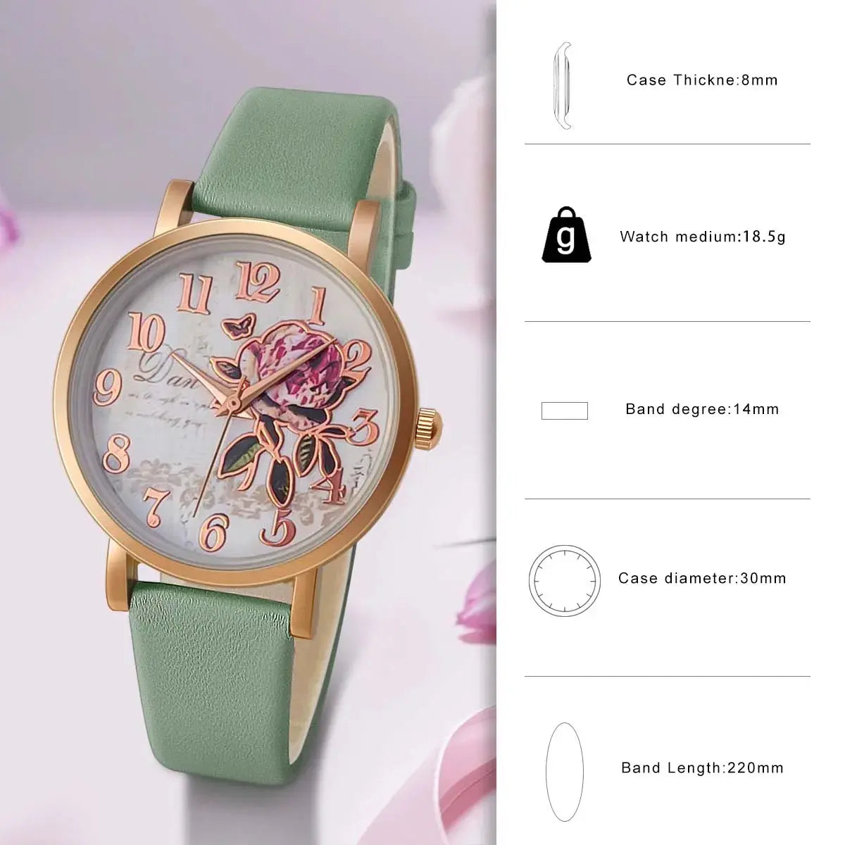 Fashion Casual Luxury Women Peony Dial PU Leather Quartz Watch Elegant - Inspirational Watches