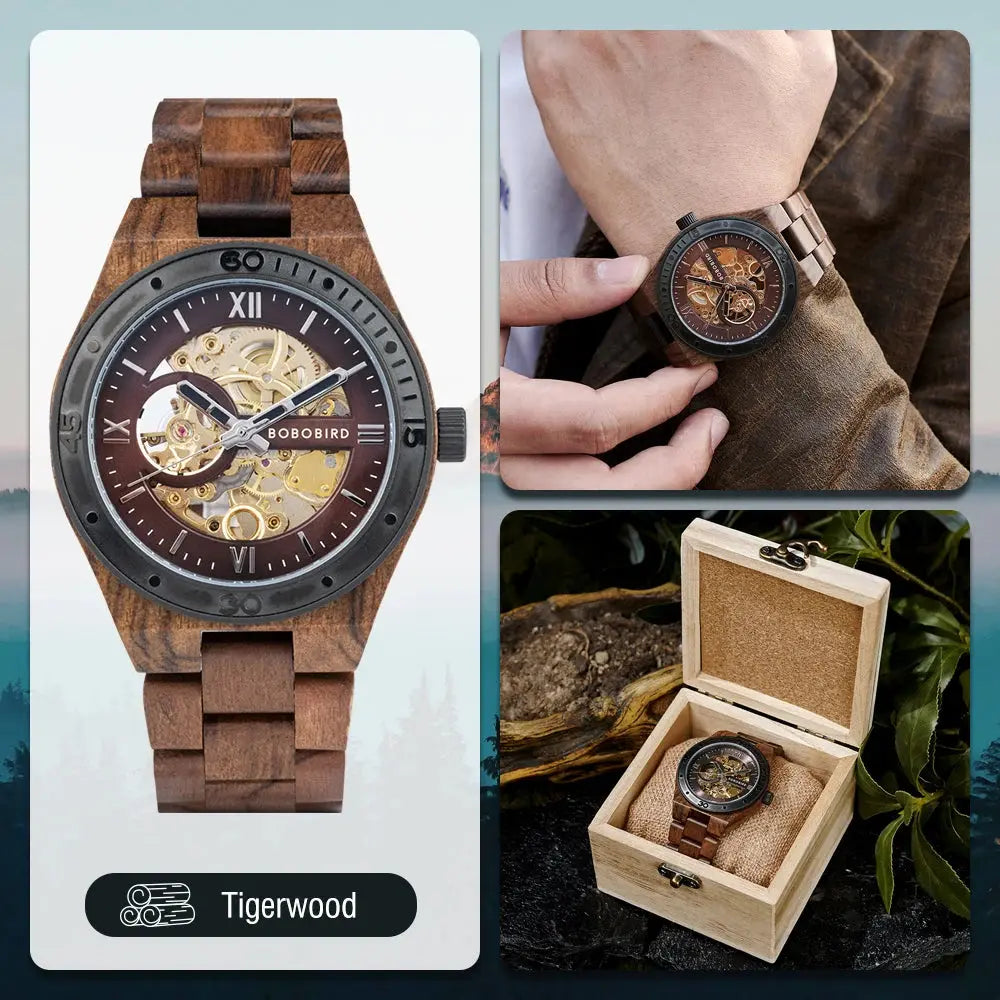 Automatic Watches Luxury Wooden Hollow Mechanical Watch Inspirational Watches