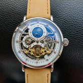 Skeleton Mechanical Watches Men Fashion Wristwatch Male Leather Watchband Man Clock Inspirational Watches