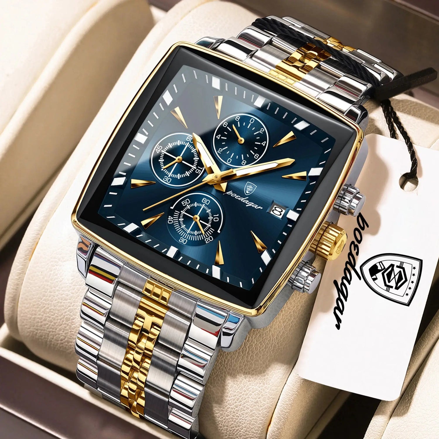 POEDAGAR Business Quartz Man Wristwatch Stainless Steel Waterproof Luminous Men Clock Chronograph Date Sport Men&