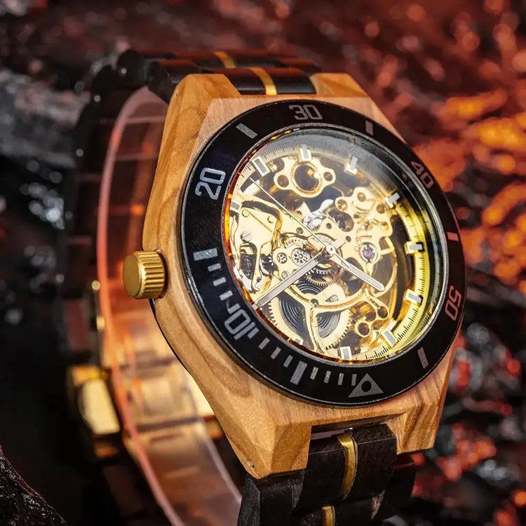 Luxury Wooden Mechanical Watches for Men – Premium Automatic Timepiece with Oversized Dial - Inspirational Watches