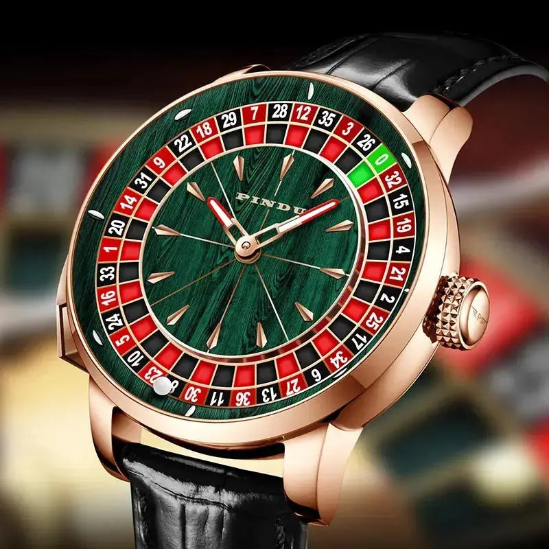 Wood Grain Mechanical Button Gambling Table Game Roulette - Inspirational Watches