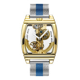 Transparent Automatic Mechanical Watch Men Steampunk Skeleton Luxury Gear Self Winding Leather Mens Clock Watches Montre Homme Inspirational Watches