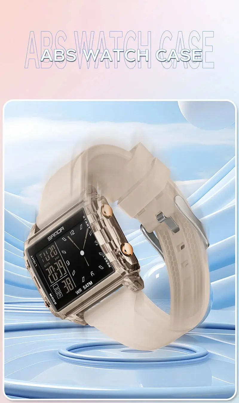 Square Dual Time Electronic Watch Waterproof - Inspirational Watches
