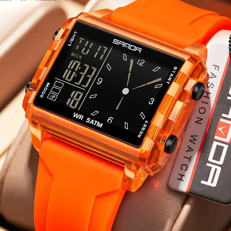 Square Dual Time Electronic Watch Waterproof - Inspirational Watches