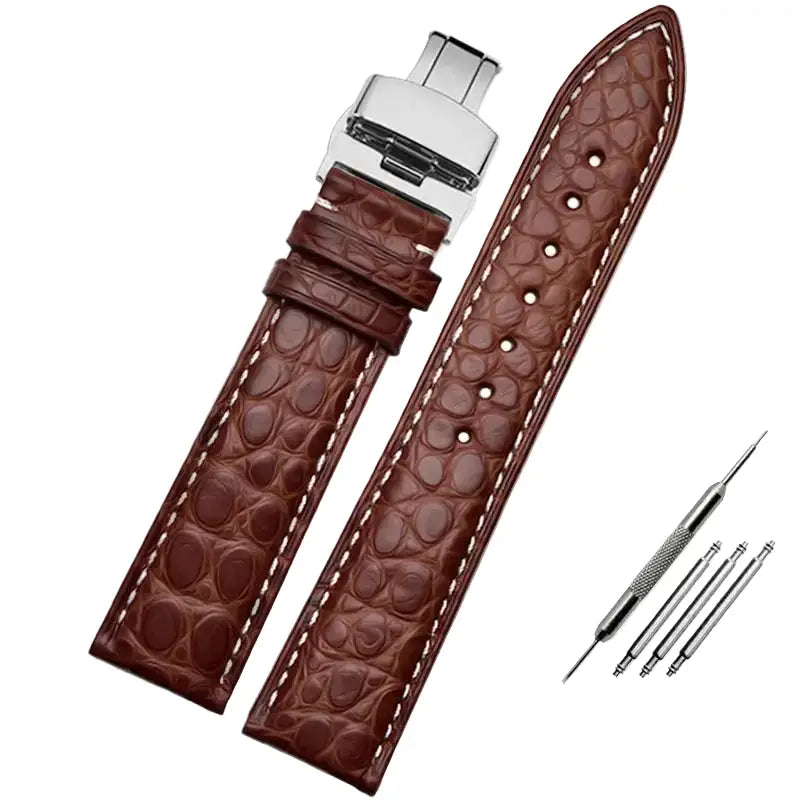 Premium Crocodile-Pattern Leather Watch Strap
