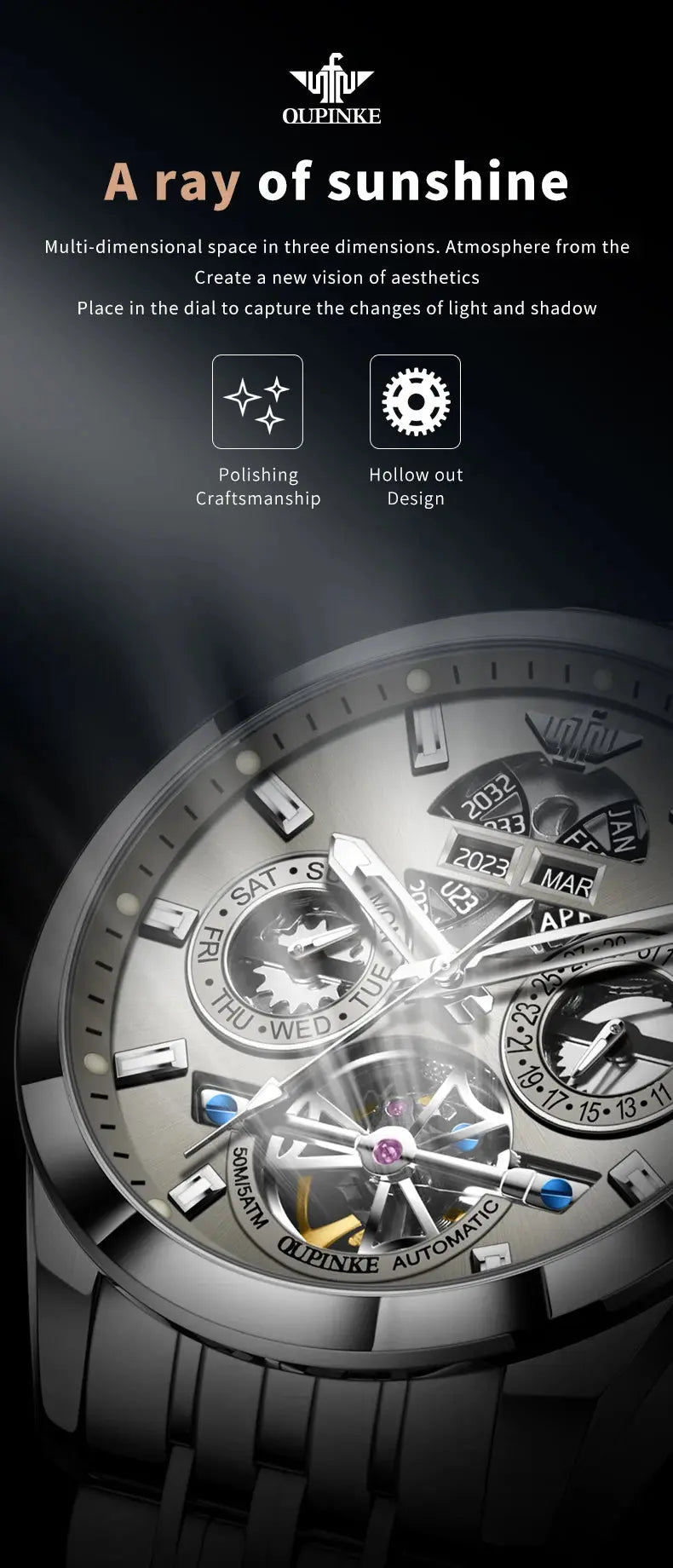 Automatic Luxury Waterproof Hollow Skeleton Watch - Inspirational Watches