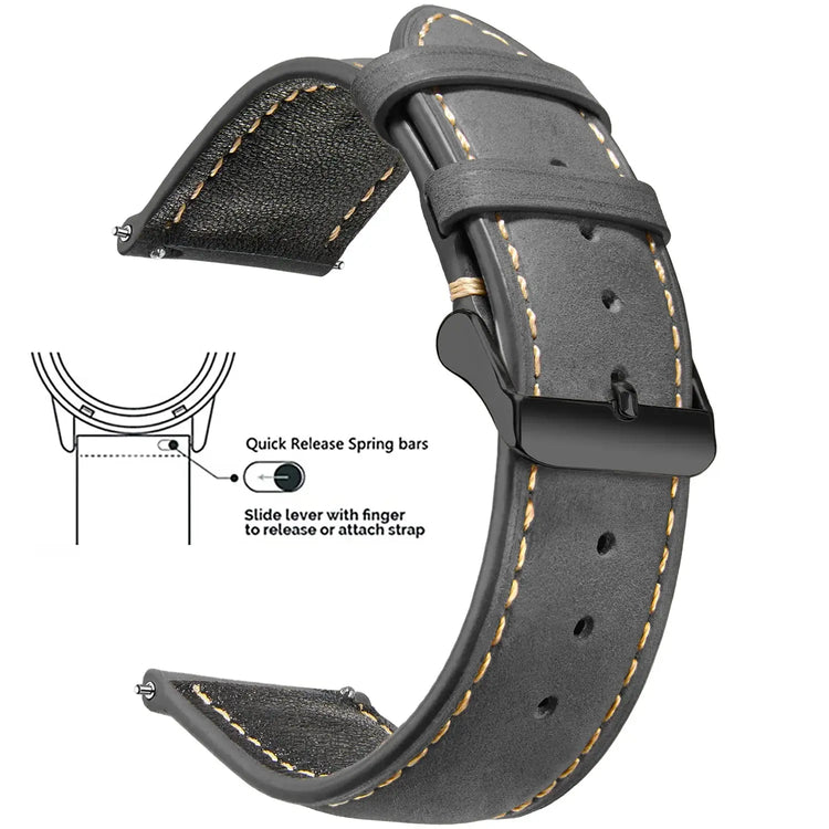Vintage Quick-Release Genuine Leather Watch Strap