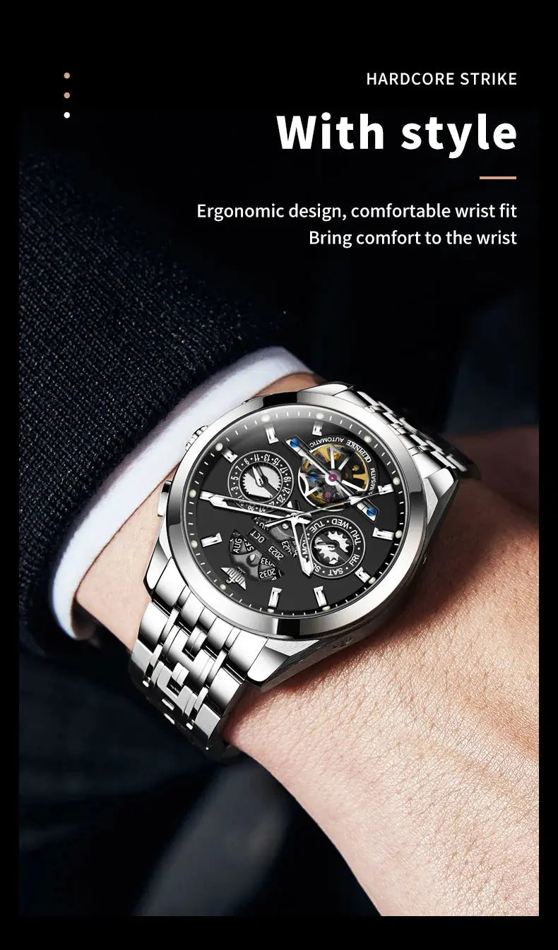 Automatic Luxury Waterproof Hollow Skeleton Watch - Inspirational Watches