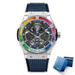 PINDU Watches High Quality Luxury Color Diamond Mechanical Watch For Men Waterproof Stainless Steel Silicone Strap Fashion Watch Inspirational Watches