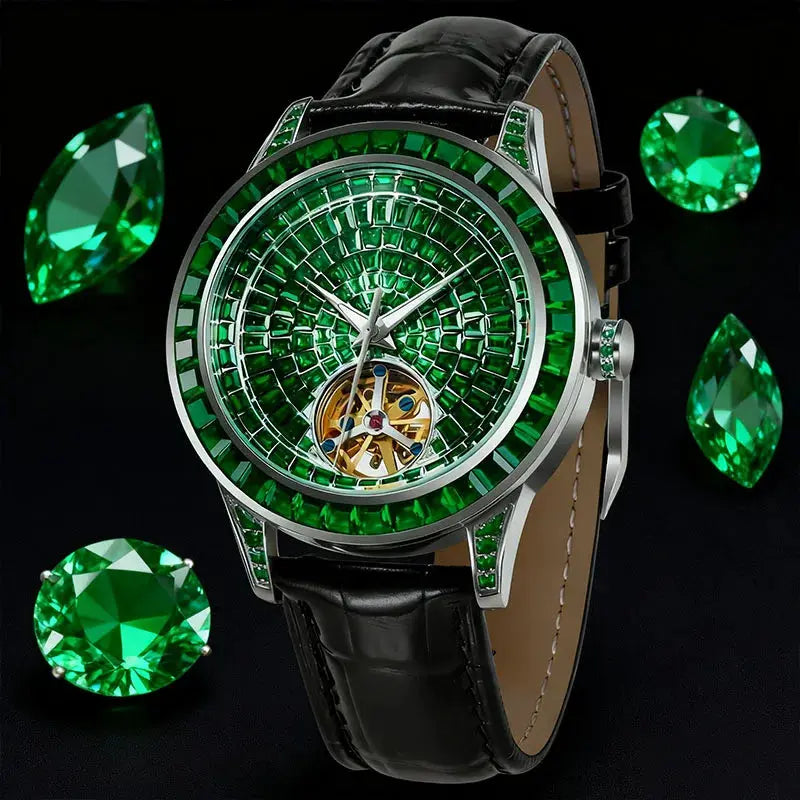 Diamonds Face Tourbillon Mechanical Luminous Waterproof Mechanical Inspirational Watches