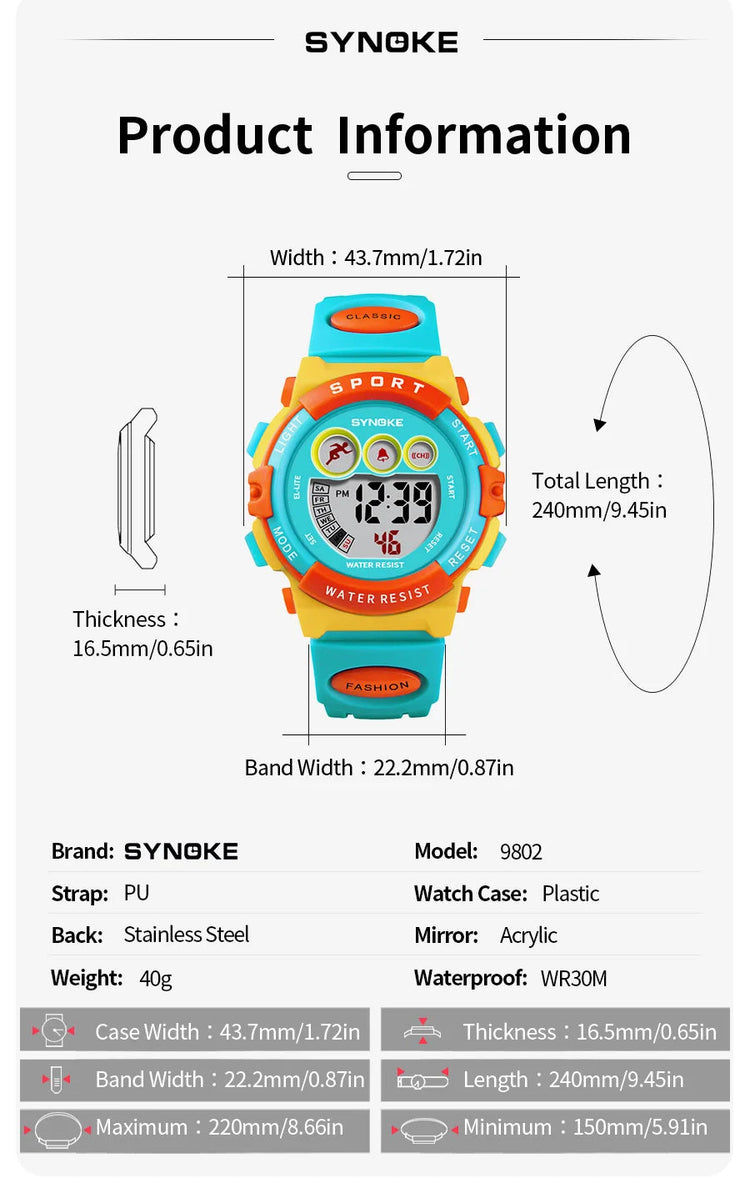 30M Waterproof Electronic Kids Sports Watch Inspirational Watches