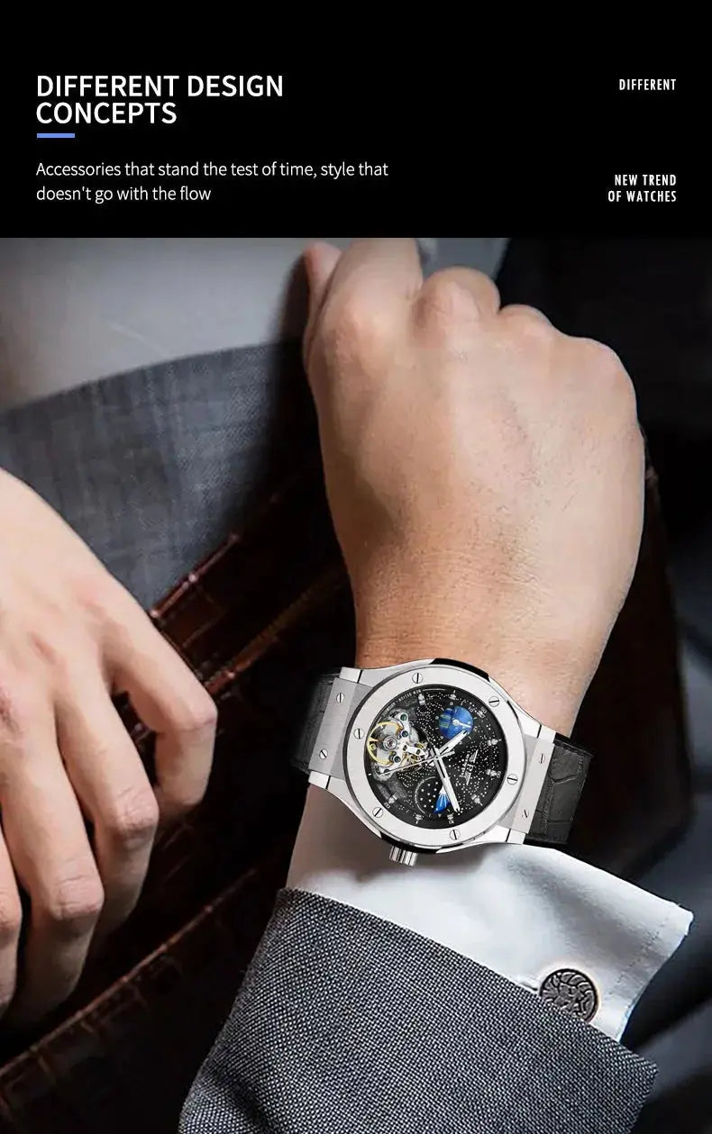Moon Phase Automatic Luxury Fashion Business Watch Inspirational Watches