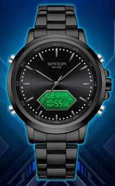 Dual Display Multi functional Night Light Waterproof Business Sports Watch Inspirational Watches