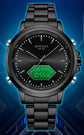 Dual Display Multi functional Night Light Waterproof Business Sports Watch Inspirational Watches