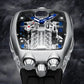 PINDU Men Automatic Watch 42mm Luxury Tonneau Mechanical Wristwatch Fashion Luminous 50M Waterproof Skeleton NH05 Inspirational Watches