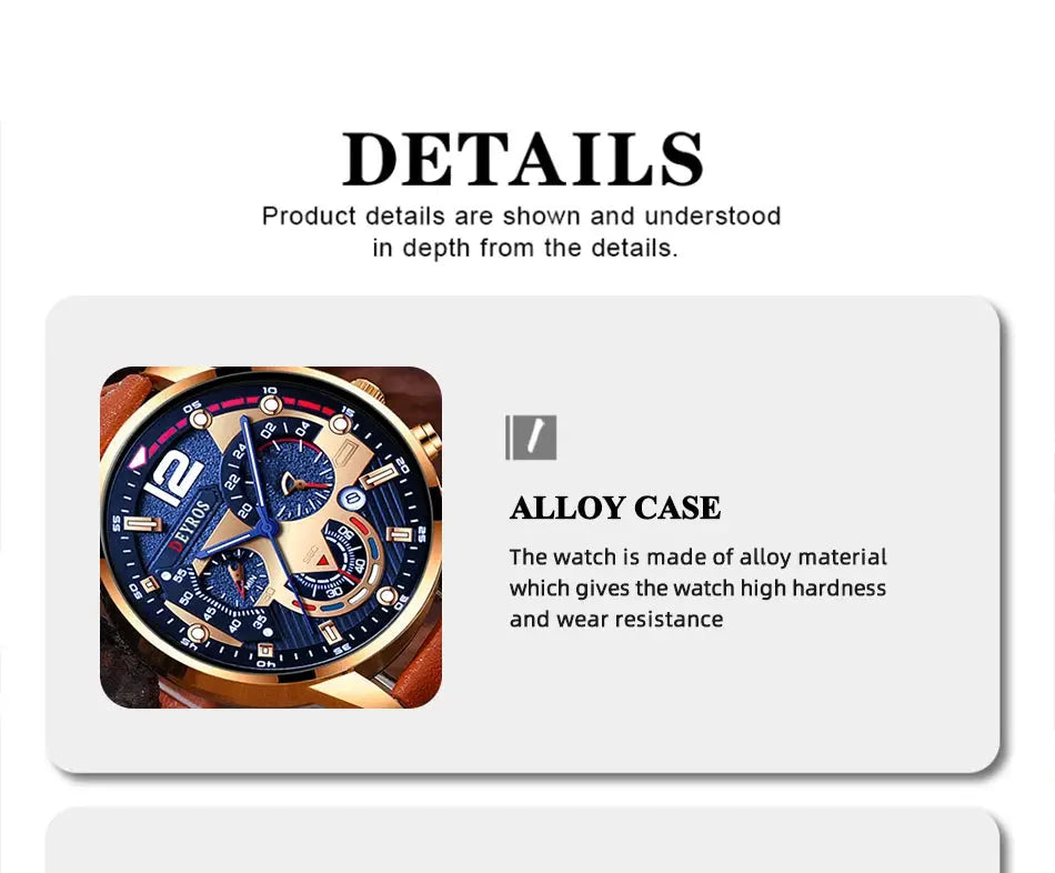 2PCS Set Fashion Calendar Watches Male Business Casual Brown Leather - Inspirational Watches