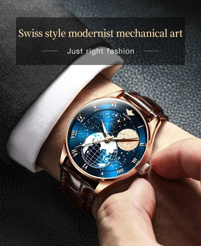 Moon Phase Starry Sky Japan Automatic Mechanical Wristwatch Inspirational Watches
