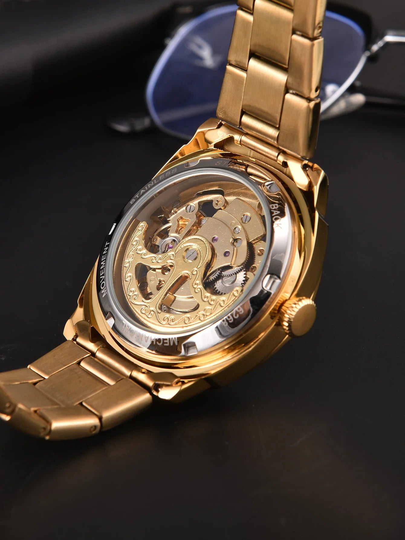 Men automatic watch luxury mechanical watches waterproof skeleton  wholesale stainless steel gift watch Inspirational Watches