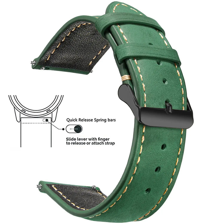 Vintage Quick-Release Genuine Leather Watch Strap