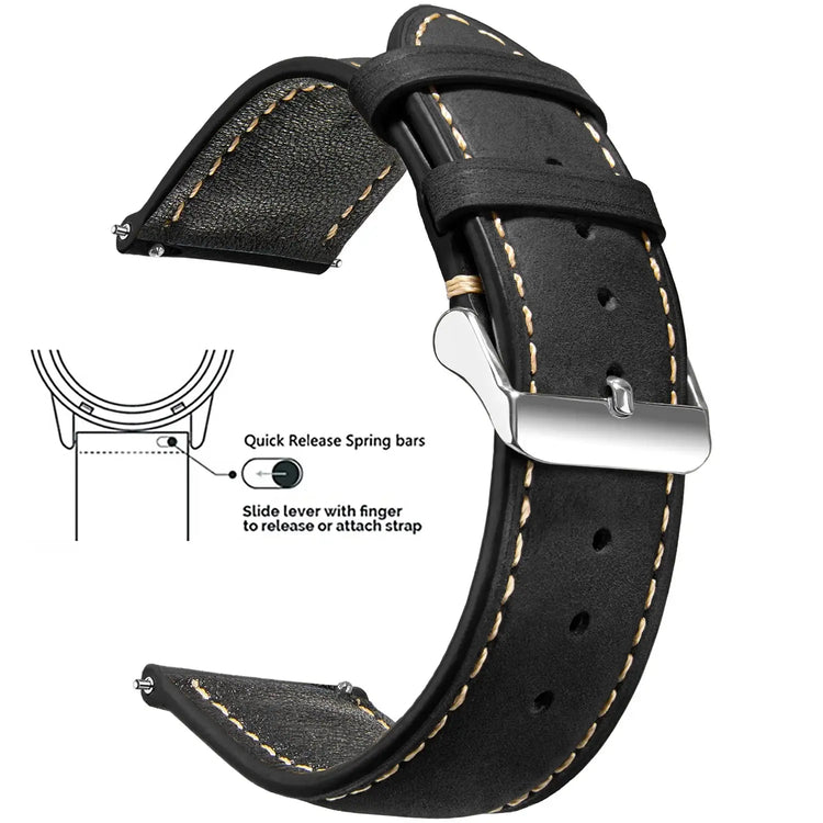Vintage Quick-Release Genuine Leather Watch Strap