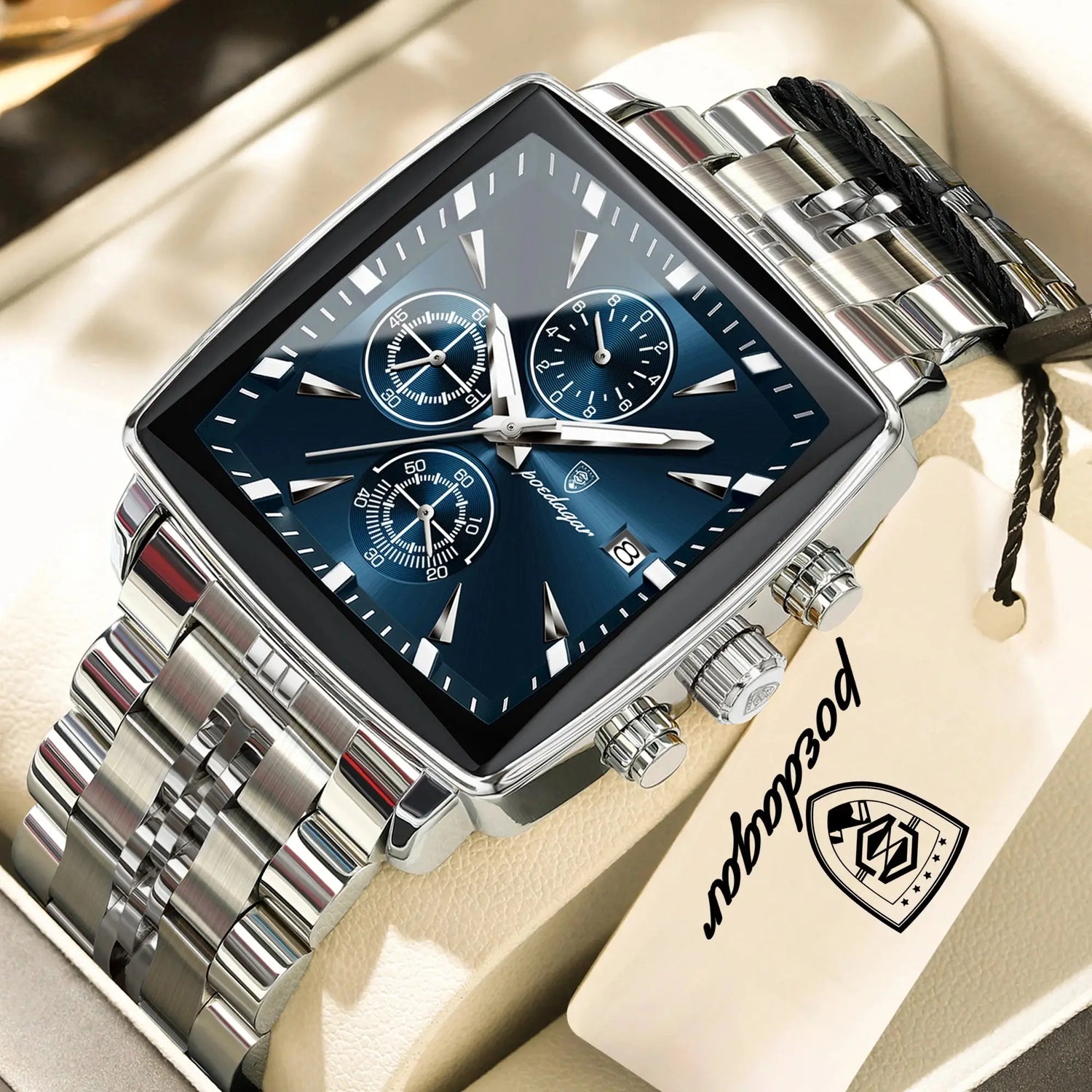 POEDAGAR Business Quartz Man Wristwatch Stainless Steel Waterproof Luminous Men Clock Chronograph Date Sport Men&
