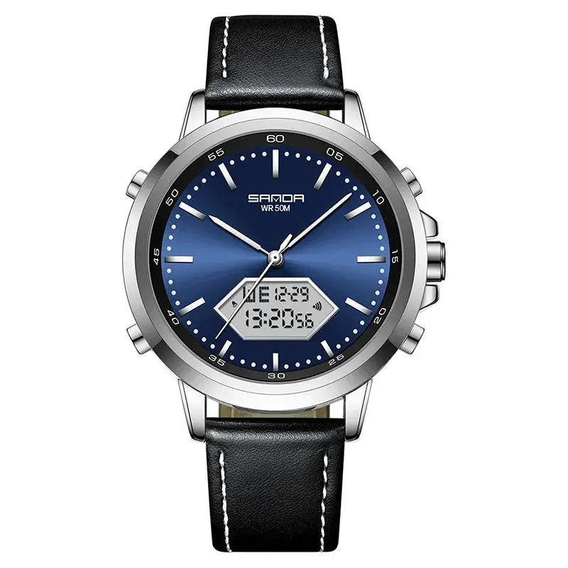 Dual Display Multi functional Night Light Waterproof Business Sports Watch Inspirational Watches
