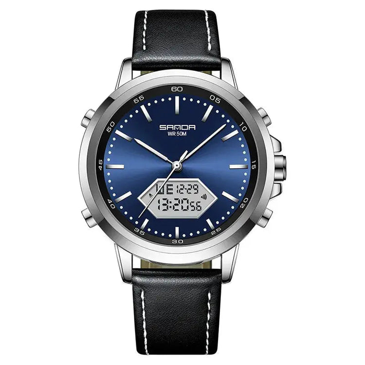 Dual Display Multi functional Night Light Waterproof Business Sports Watch Inspirational Watches