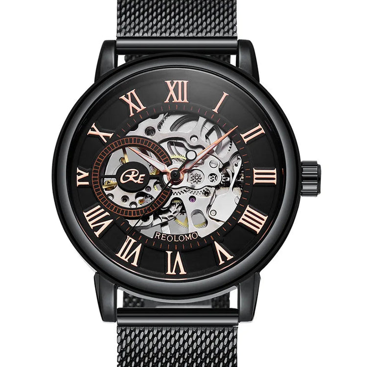 Mechanical Hand Wind Watch for Men Top Brand Luxury Fashion Skeleton Mesh Strap Wristwatch Male Clock Montre Homme Drop Shipping Inspirational Watches