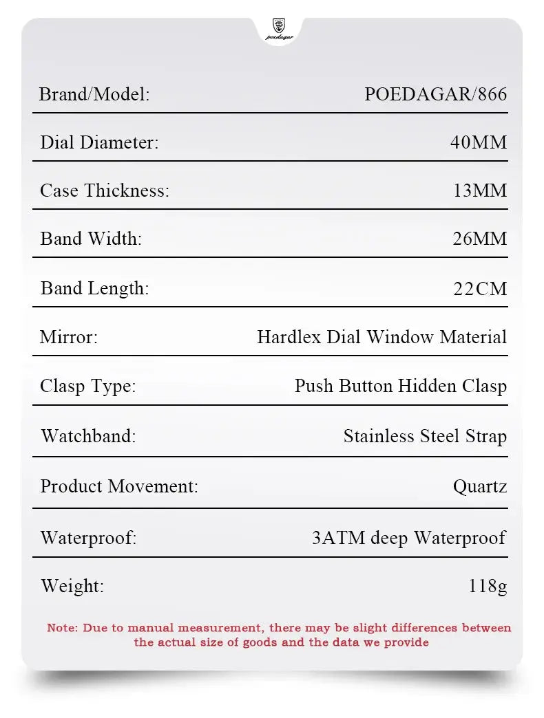 POEDAGAR Business Quartz Man Wristwatch Stainless Steel Waterproof Luminous Men Clock Chronograph Date Sport Men&