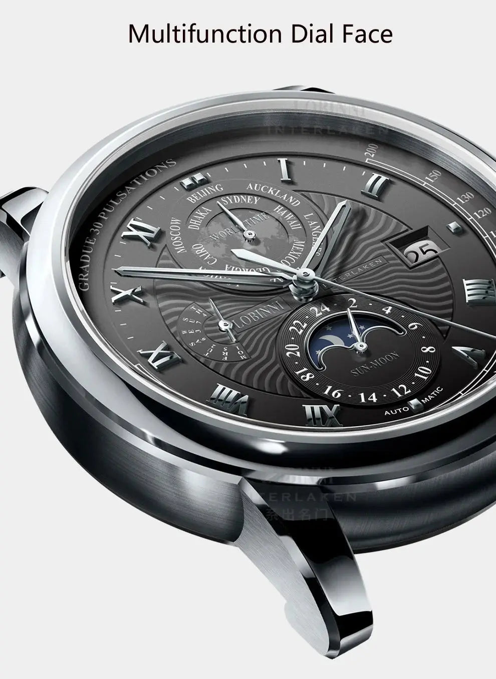 New LOBINNI Luxury Brand Seagull ST16K3-3A Automatic Mechanical Men&