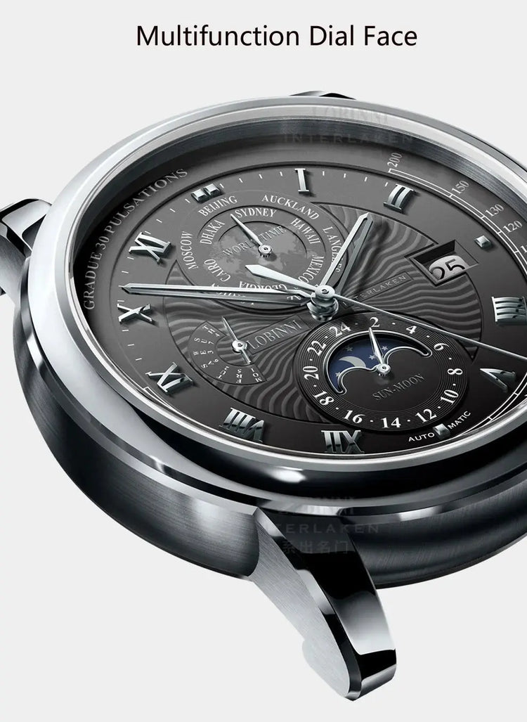 New LOBINNI Luxury Brand Seagull ST16K3-3A Automatic Mechanical Men&