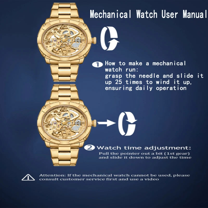 Men automatic watch luxury mechanical watches waterproof skeleton  wholesale stainless steel gift watch Inspirational Watches
