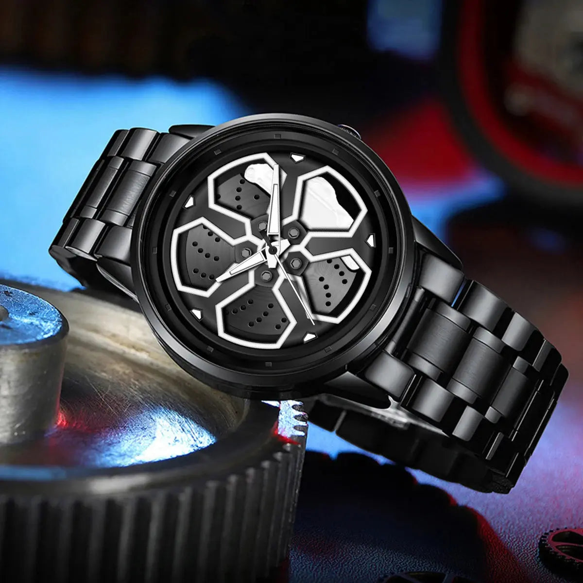 Original Wheel Rotating Black Fashion watches Inspirational Watches