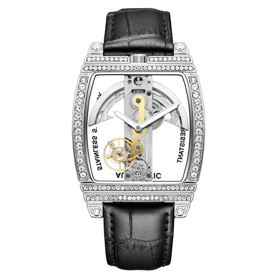 Transparent Automatic Mechanical Watch Men Steampunk Skeleton Luxury Gear Self Winding Leather Mens Clock Watches Montre Homme Inspirational Watches