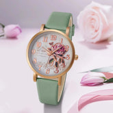 Fashion Casual Luxury Women Peony Dial PU Leather Quartz Watch Elegant - Inspirational Watches