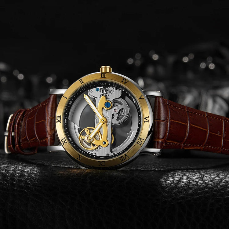 Mechanical Wristwatches Watches for Man Watches Golden Bridge Skeleton Automatic Mechanical Mens Watch reloj hombre montre homme Inspirational Watches